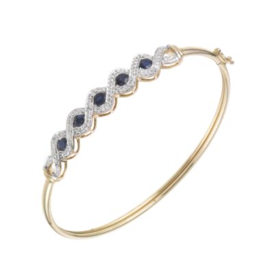 Unbranded 9ct Yellow Gold Sapphire Bangle