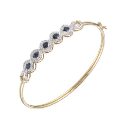 9ct Yellow Gold Sapphire Bangle