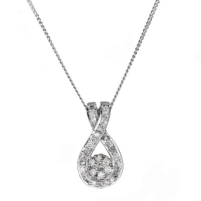 9ct White Gold Diamond Drop Pendant