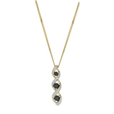 Unbranded 9ct Yellow Gold, Sapphire and Diamond Pendant