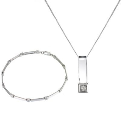 9ct White Gold Diamond Jewellery Set at H. Samuel