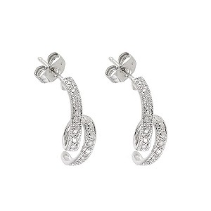 9ct White Gold Diamonds Twist Earrings