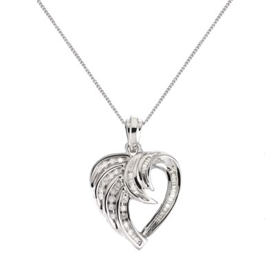 9ct White Gold Quarter Carat Heart Diamond Pendant - Product number 6115985