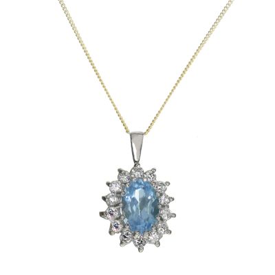 9ct gold Blue Topaz Cluster Pendant