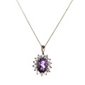 9ct Gold Amethyst and Cubic Zirconia Pendant