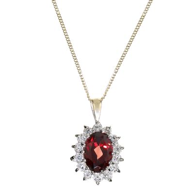 9ct Gold Garnet Cluster Pendant