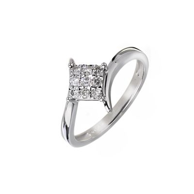 9ct White Gold Square 0.20 Carat Diamond Cluster Ring