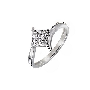 Unbranded 9ct White Gold Square 0.20 Carat Diamond Cluster Ring
