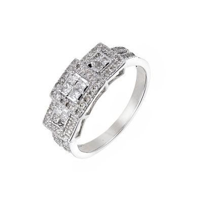 18ct White Gold 1/2 Carat Princessa Diamond Cluster Ring