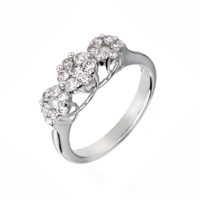 18ct White Gold 3/4 Carat Diamond Cluster Ring - Product number 6121144