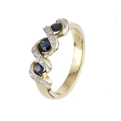 9ct Yellow Gold Sapphire and Diamond Ring