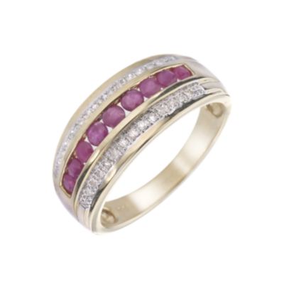 9ct Gold Ruby and Diamond Ring
