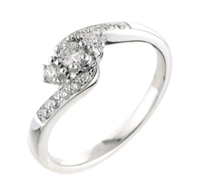 18ct White Gold Quarter Carat Diamond Twist Ring