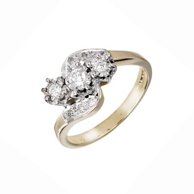 9ct gold 1/4 Carat Three Stone Diamond Ring