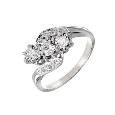 9ct White Gold 0.15 Carat Three Stone Diamond Ring