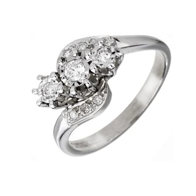 9ct White Gold 1/4 Carat Three Stone Diamond Ring - Product number 6126200