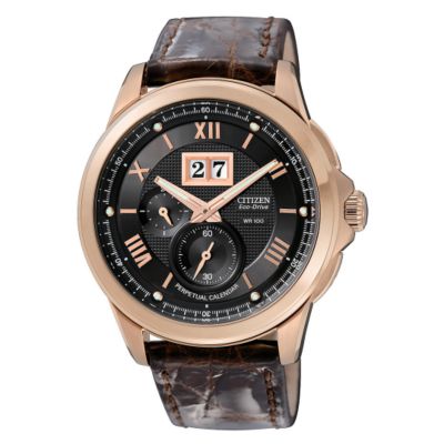 Citizen Eco-Drive men's brown leather strap watch - Product number 6127398