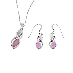 Sterling Silver Pink And White Mother Of Pearl Jewellery Set