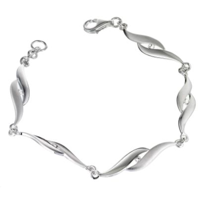 Sterling Silver Matt/Polished Wave Bracelet