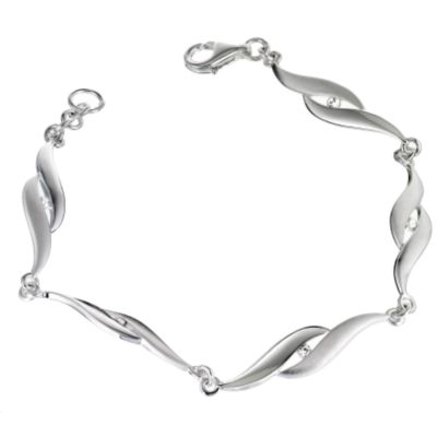 H Samuel Sterling Silver Matt/Polished Wave Bracelet