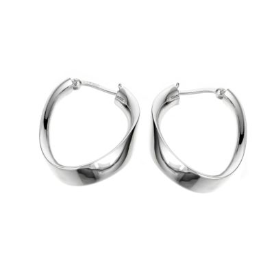 Silver Creole Twist Earrings