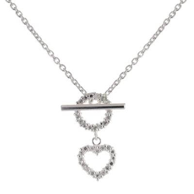 Silver T Bar Heart Necklace