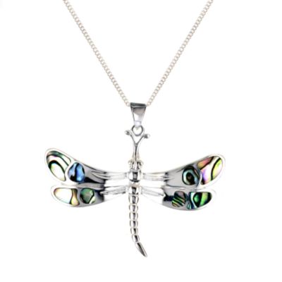 Sterling Silver & Abalone Dragonfly Pendant Necklace