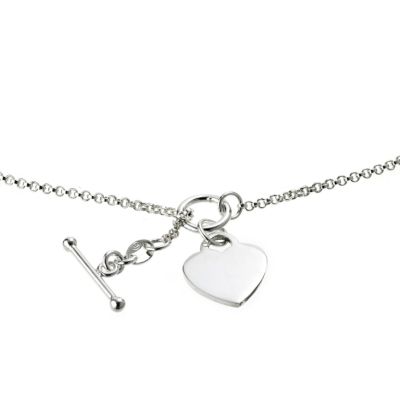 sterling Silver T-Bar Heart Charm Necklace
