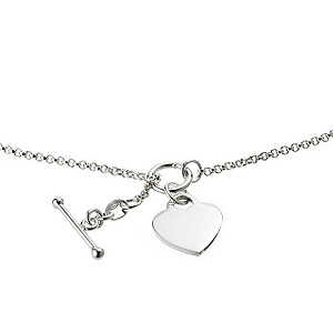 Silver T-Bar Heart Charm Necklace