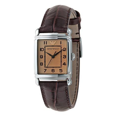 Ladies brown leather strap watch
