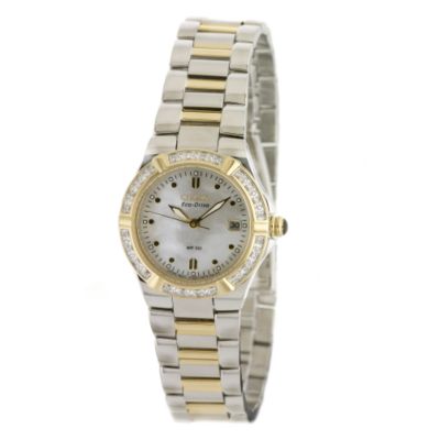 Ladies`Eco Drive Bracelet Watch With 24 Diamonds