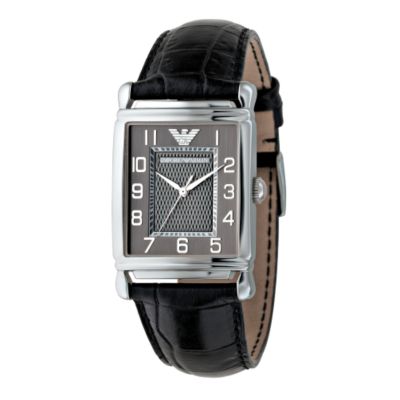 Emporio Armani men's black leather strap watch - Product number 6136508