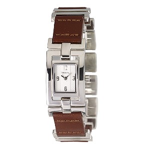 Fossil Ladies`Brown Leather and Stainless Steel Watch