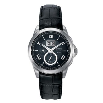 Men` Round Face Black Dial Watch