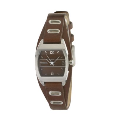 Fossil Ladies' Brown Leather Cuff Strap Watch - Product number 6136540