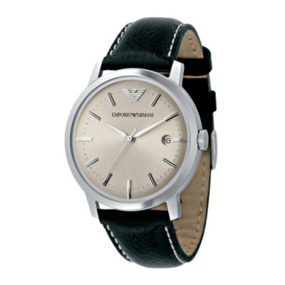 Emporio Armani black leather strap watch - Product number 6137016