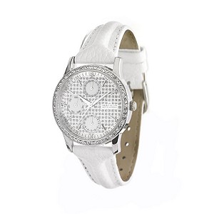 Anne Klein White Leather Strap Watch