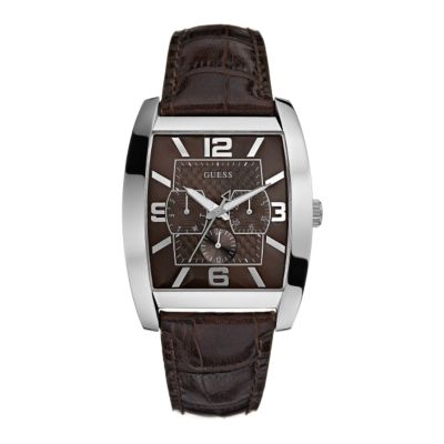 Guess Power Broker Men` Brown Strap Watch