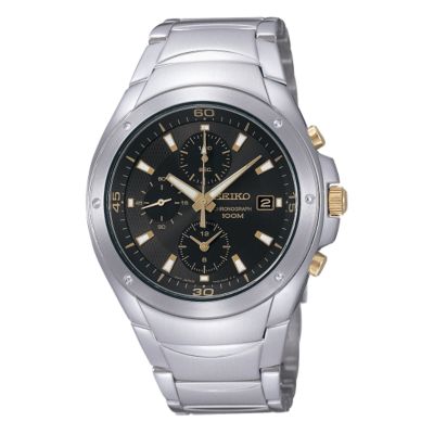 Men` Stainless Steel Bracelet Black Dial