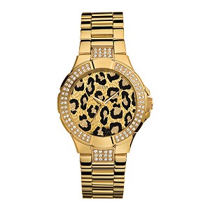 Guess Ladies`Animal Print Dial Ion-plated Bracelet Watch