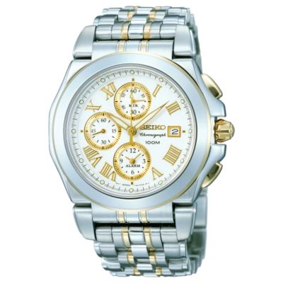 Seiko Men` Stainless Steel Bracelet Watch Cream Dial