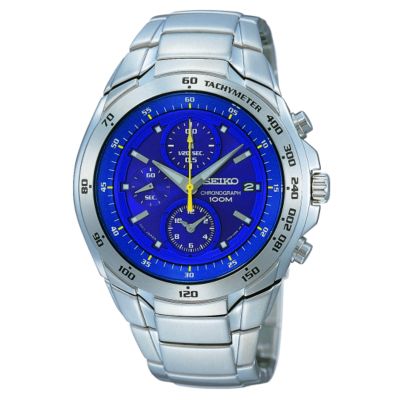Seiko Men` Stainless Steel Blue Dial Watch