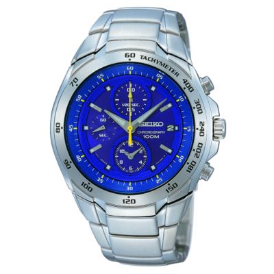 Men` Stainless Steel Blue Dial Watch