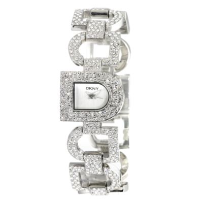 DKNY Ladies`Stone Set D Shaped Watch