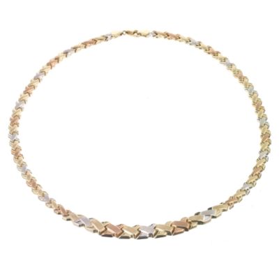 9ct Three Colour Gold Necklace In Presentation Box