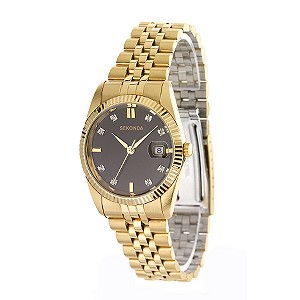 Men` 8 Diamond Gold-Plated Bracelet Watch