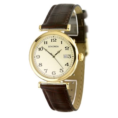 Sekonda Men's Brown Leather Strap Watch