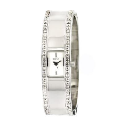 Oasis Ladies' Stainless Bangle Watch With                   Clear Stones - Product number 6139590
