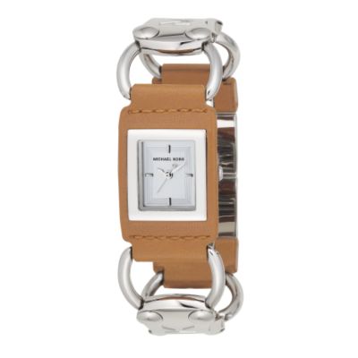 Michael Kors Ladies' Watch Leather & Silver Tone Links