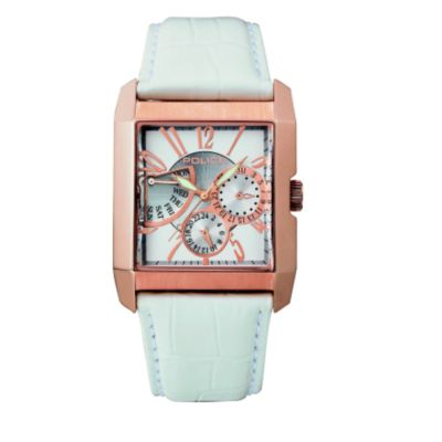 Police Men's Side Avenue Watch With Pink Dial & White Strap